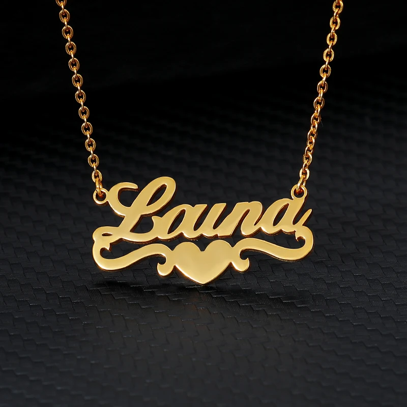 Ожерелье с именем на заказ лентой в форме сердца ручная работа золотая цепочка из