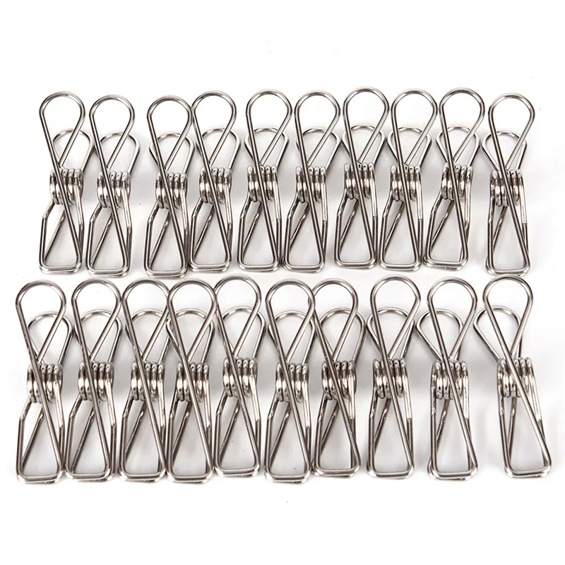 

New Arrival 20Pcs Stainless Steel Clothes Pegs Hanging Clothes Pins Beach Towel Clips Household Bed Sheet Clothespins