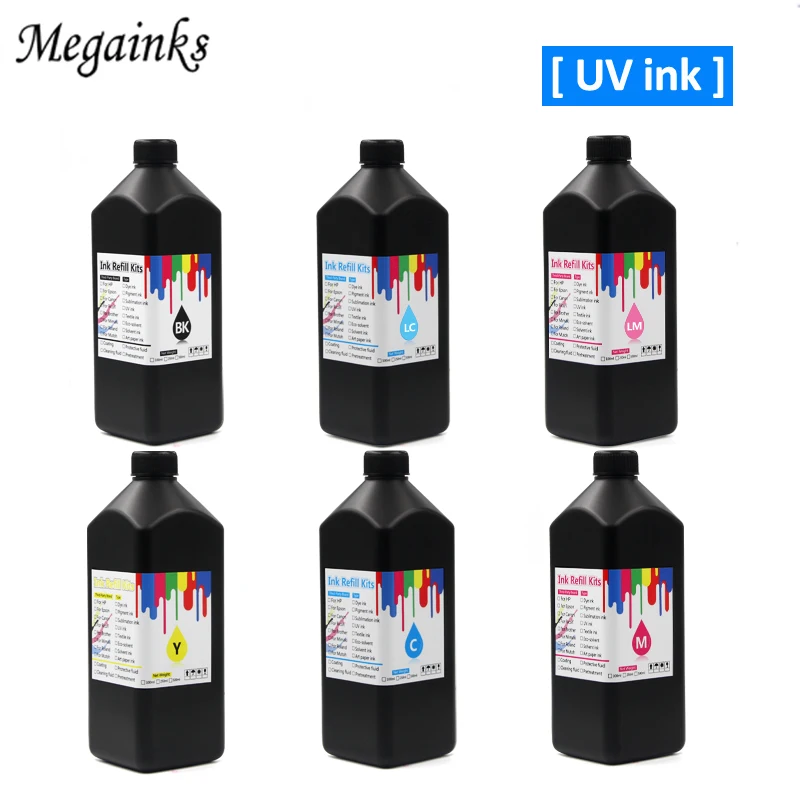 6 видов цветов 1000 мл мягкие/Жесткие светодиодные УФ чернила для Roland Mimaki Mutoh Epson DX3 DX4