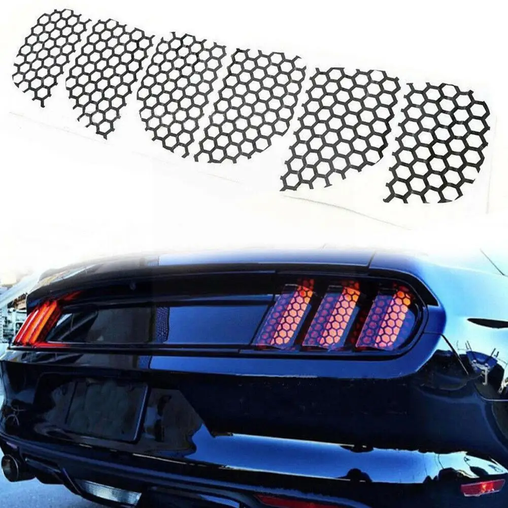 

6Pcs/set Honeycomb Shaped Stickers Cover Car Rear Tail Light Cover Mustang for FORD Car-styling Decoration J8S3