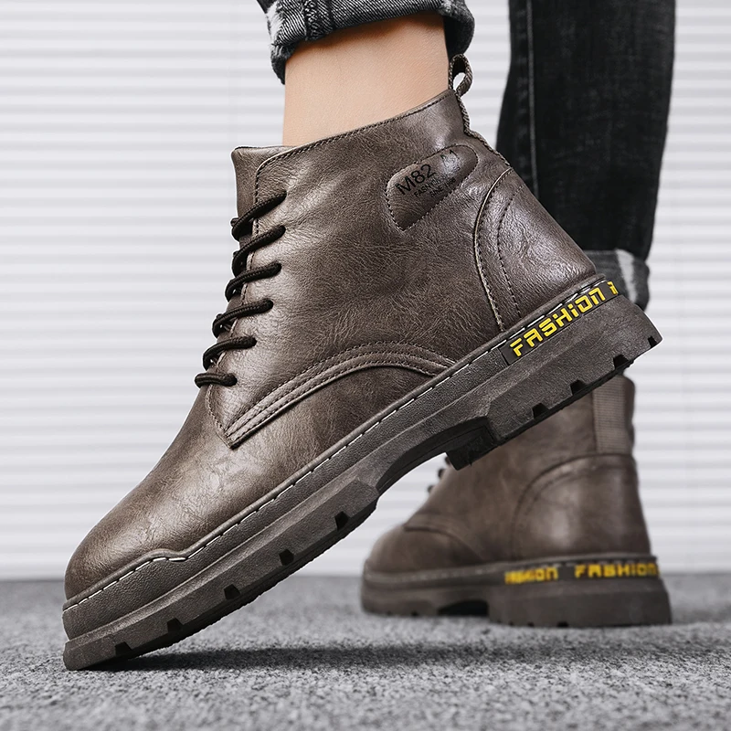 

Men's High Boots Mens Hightop Shoes Zapatos Hombre Casual Cuero High Top Men MEN ANKLE BOOTS Chelsea Boots Leather Ankle For