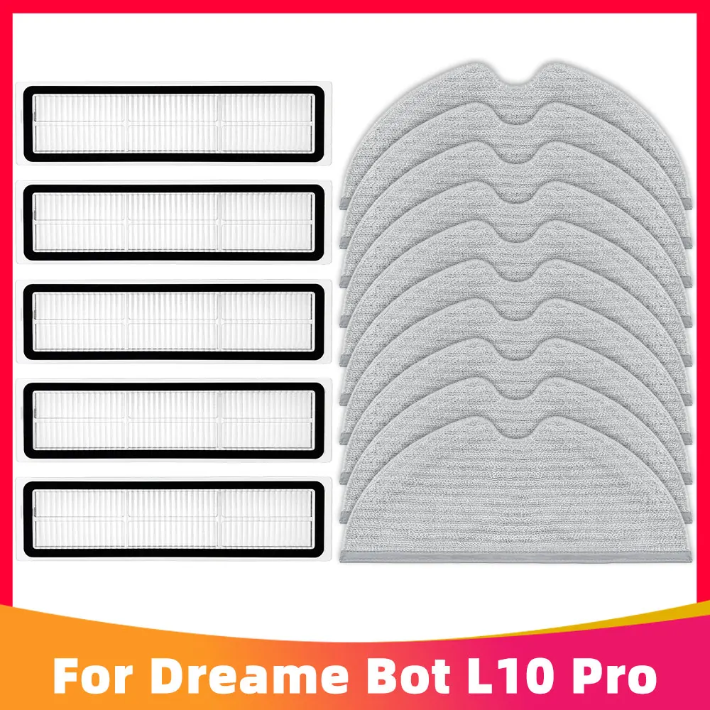 

Hepa Filter and Mop Rag Pad Replacement Kit for Xiaomi Dreame Bot L10 Pro Model Name: RLS5L Robotic Vacuum Cleaner Parts