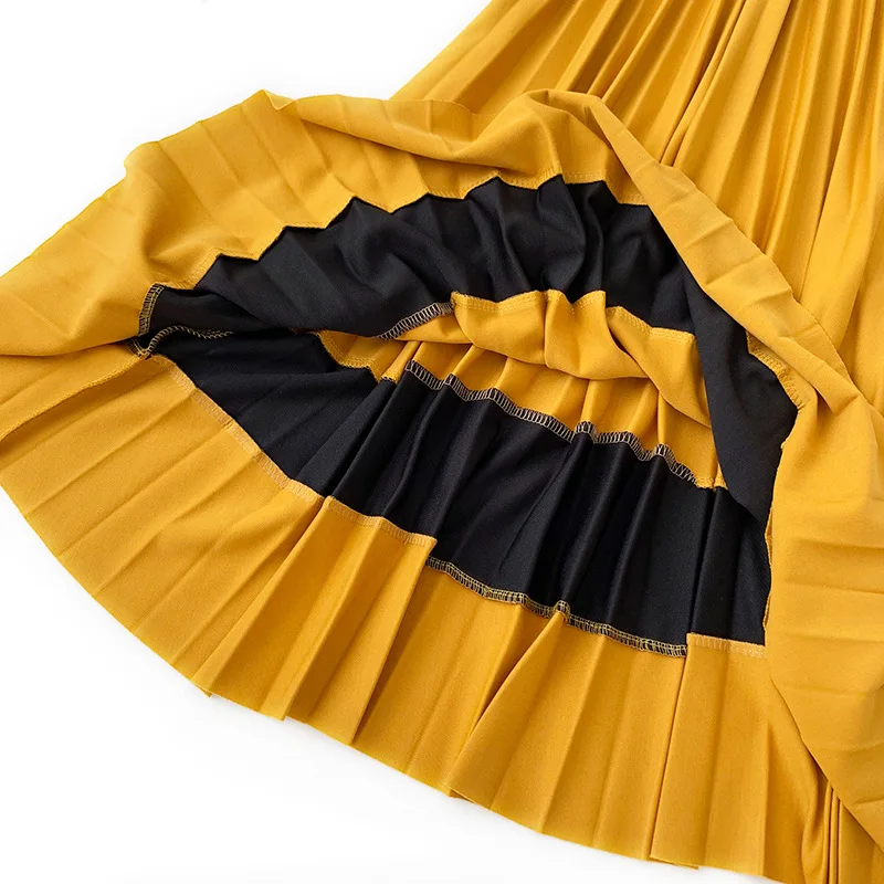 Осенне зимняя новая юбка с вышивкой эластичная трикотажная плиссированная