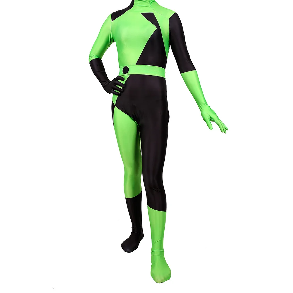 Костюм супер злодеев Shego из Ким возможен костюмы на Хэллоуин лайкры и спандекса