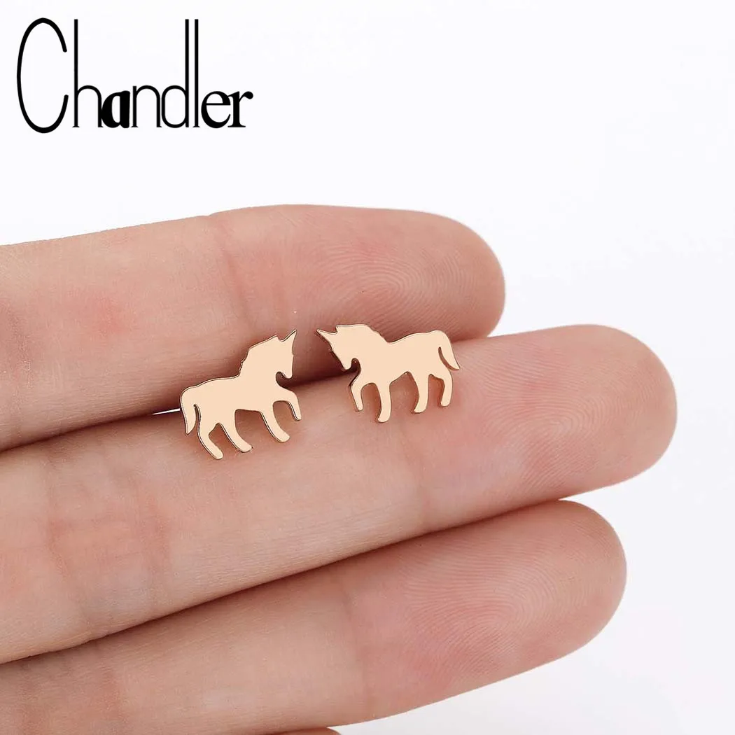 Женские серьги с животными Chandler лошадью из нержавеющей стали для пирсинга