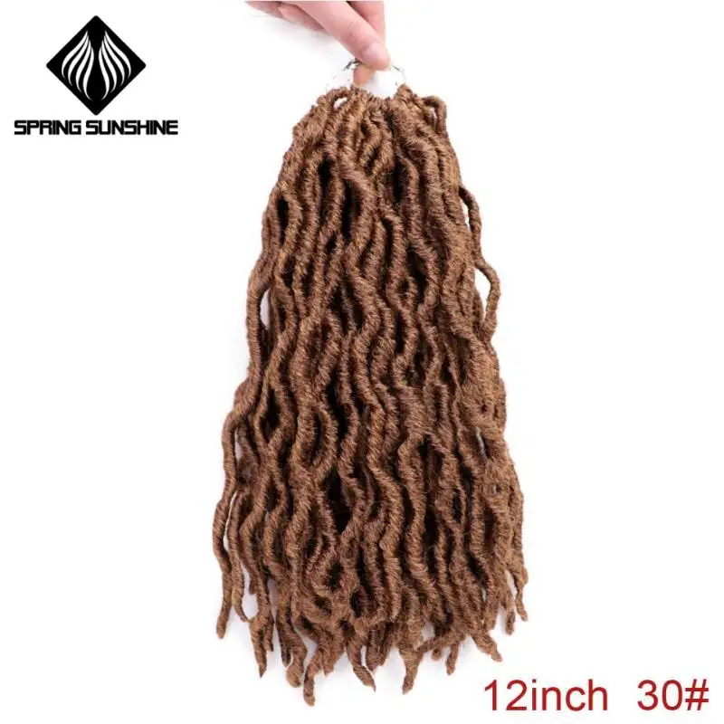 Весна Солнечный свет Синтетический Nu Locs 12 18 дюймов богиня Faux Locs Curly вязание крючком волосы Exntension для черных женщин косы волос плетение - Цвет: #17