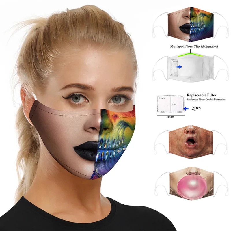Пародия дизайн многоразовые защитные PM2.5 фильтр Маска для полости рта