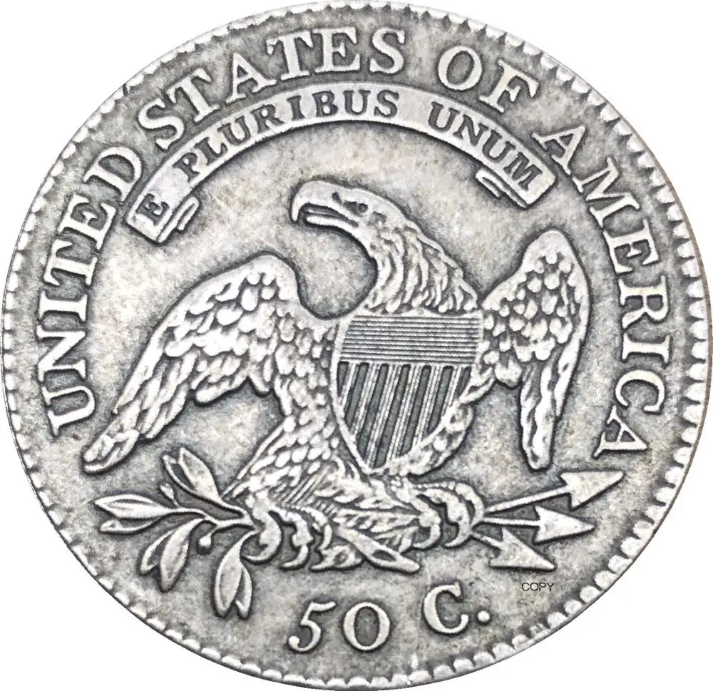 

United States Of America Liberty Eagle 1810 50 Cents Dollar Capped Bust Half Dollar Cupronickel Silver Plated Copy Coin