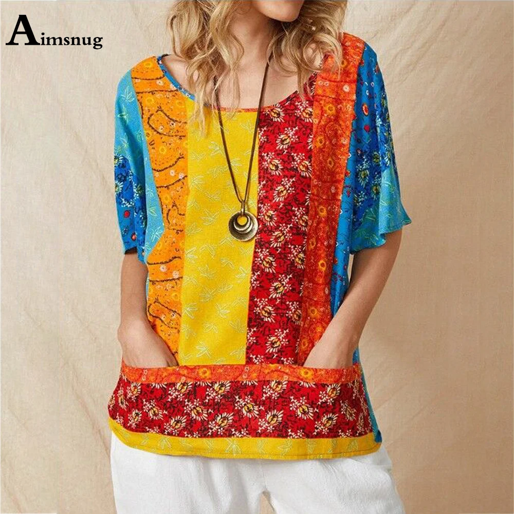 

2021 New Summer Women's Cotton Linen Tops Long Sleeve Boho Print Blouse Plus Size Women Elegant Leisure Casual Shirts Femme 3XL