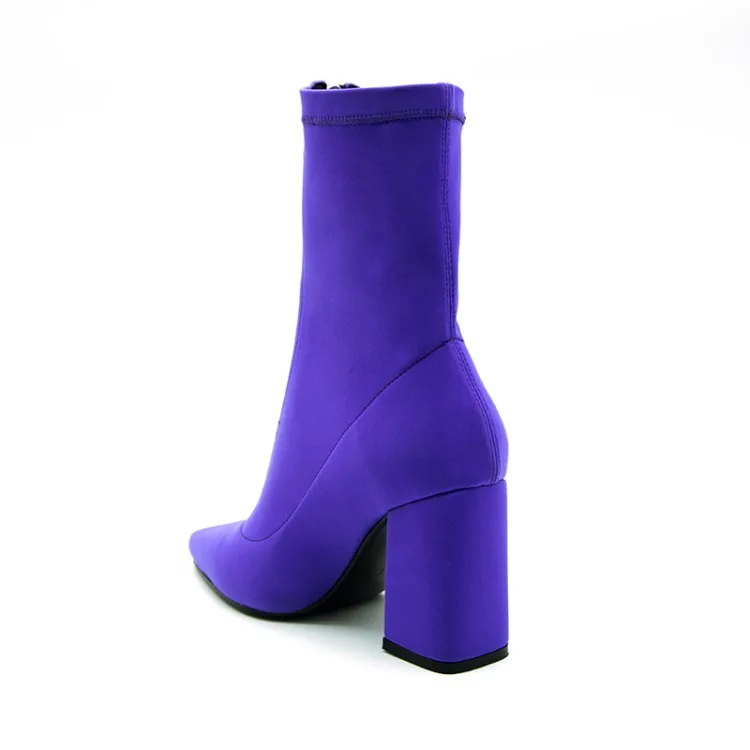 2020 Популярные фиолетовые растягивающиеся Ботильоны на молнии удобные женские