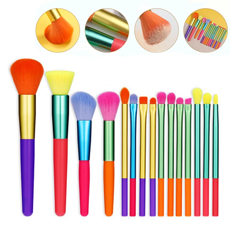

15pcs Makeup Brushes Set Powder Foundation Eyeshadow Make up Brush set Synthetic Coloured Handle Professional Blending Brush Set