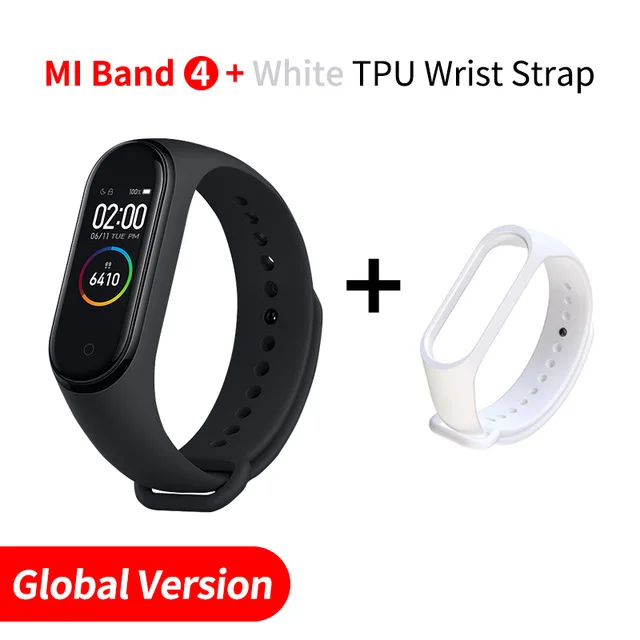 Add White Strap Глобальная версия Xiaomi Mi 4 смарт-Браслет фитнес-браслет трекер сердечного ритма цветной дисплей мгновенное сообщение 135 мАч часы - Цвет: Add White Strap