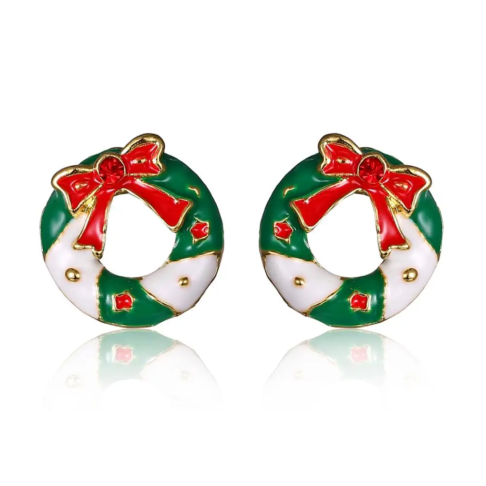 Рождественские серьги Колокольчик для елки костыль бант круг голова Санта