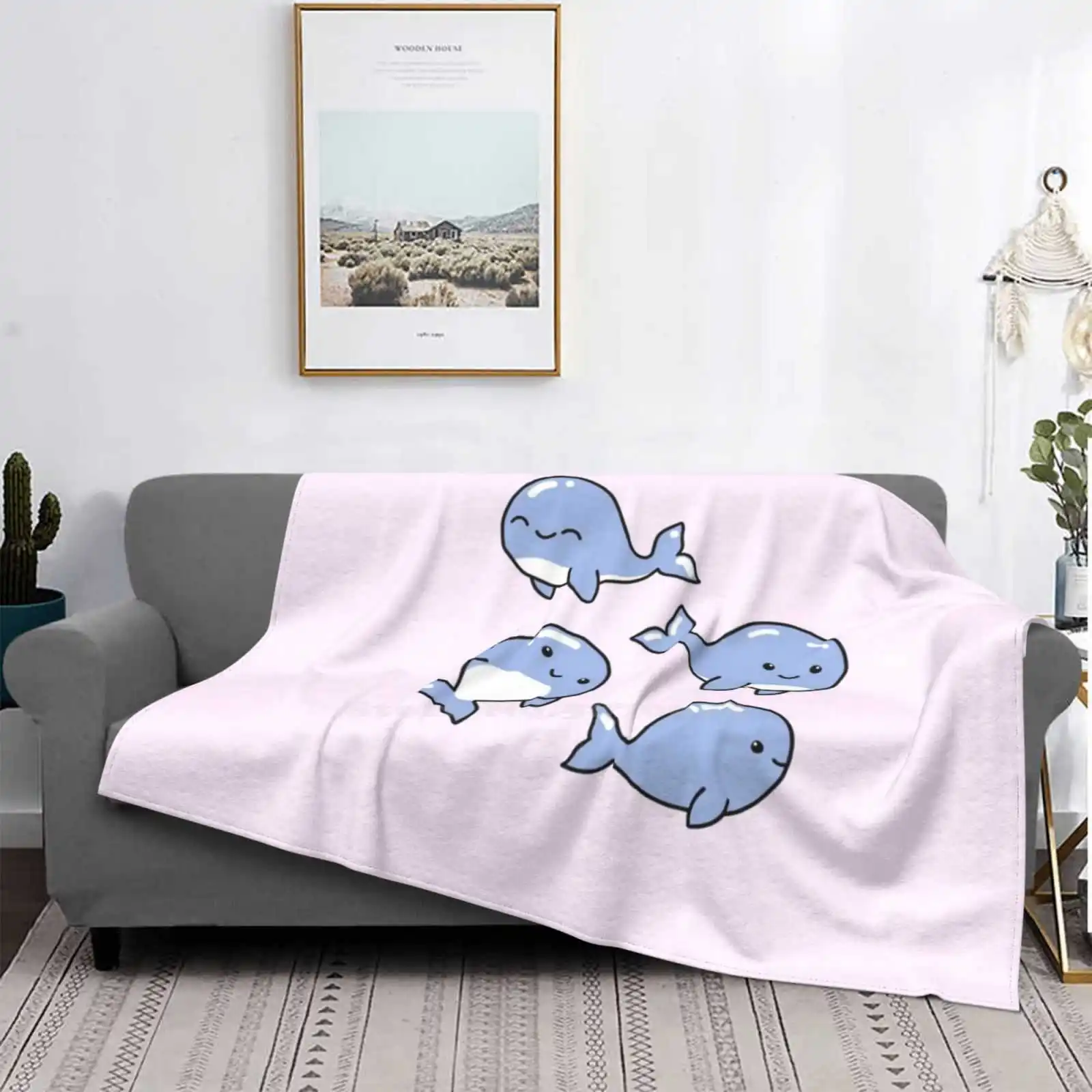 

Blue Whales Shaggy Throw Soft Blanket Sofa/Bed/Travel Love Gifts Whale Whales Palette Vibes Pretty Preppy Simple Trendy