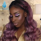 SHD 180% Плотность 13*6 Омбре фиолетовый парик на кружеве для женщин средний коэффициент бразильские Remy человеческие волосы объемные парики средняя часть