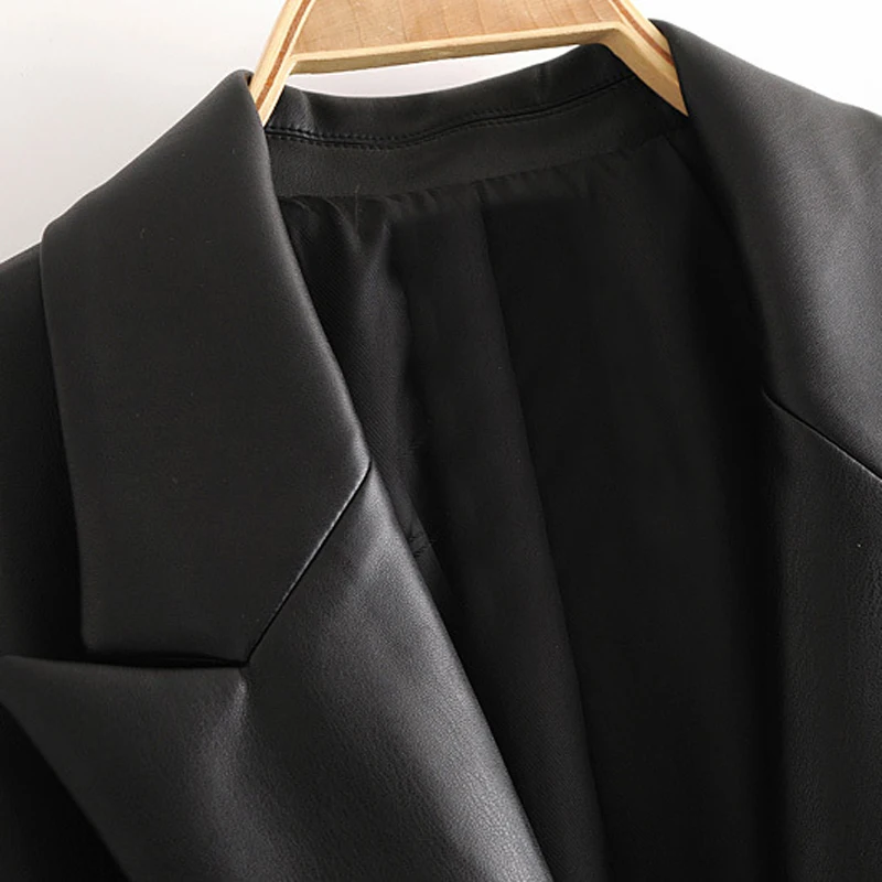 Casual Business Dress Suit Blazer Coat For Women Faux Leather Jacket and Coats Spring and Autumn Women Outfit Overcoat Clothing