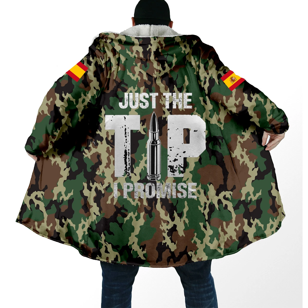 Толстая теплая накидка с капюшоном для женщин и мужчин Череп солдат армейская