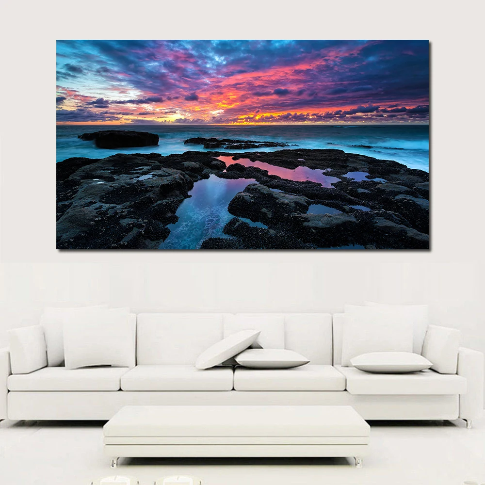 Настенный декор JQHYART рисунок с изображением заката кейпа берега Рокки холст для