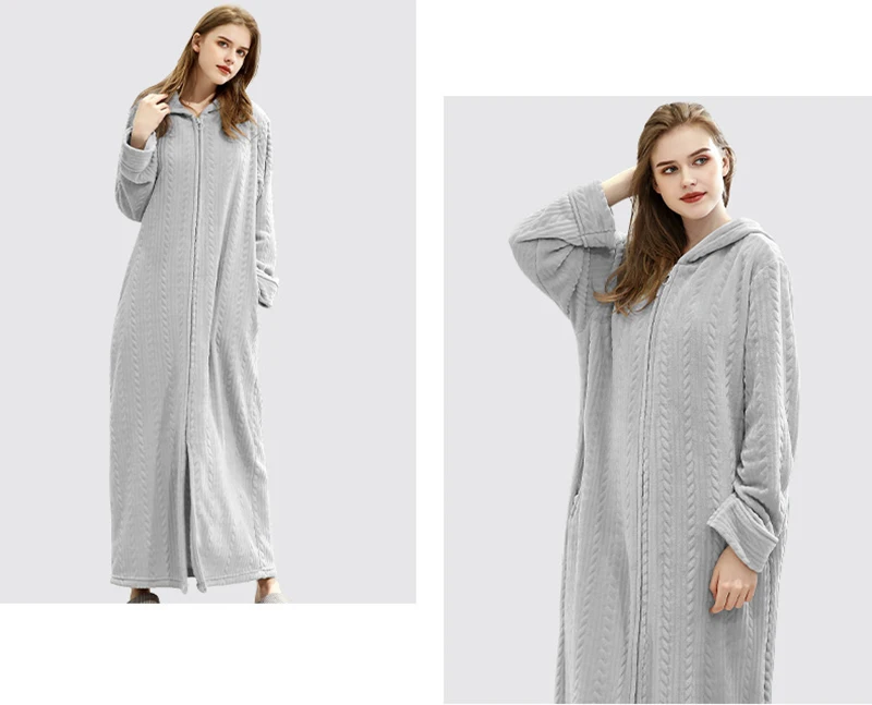Roupão de Banho com Capuz Longo para as Mulheres Pijamas dos Homens Vestido de Vestir Flanela Velo Roupões Inverno Quente Housecoat Camisola 16 High Quality Pijamas e Moda Íntima