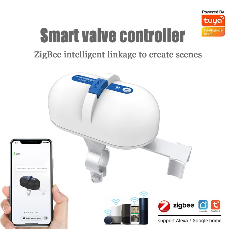 

Tuya Zigbee Smart Gas Manipulator Control Water Valve Shut Off Controller Compatible With Alexa Google Assistant SmartLife