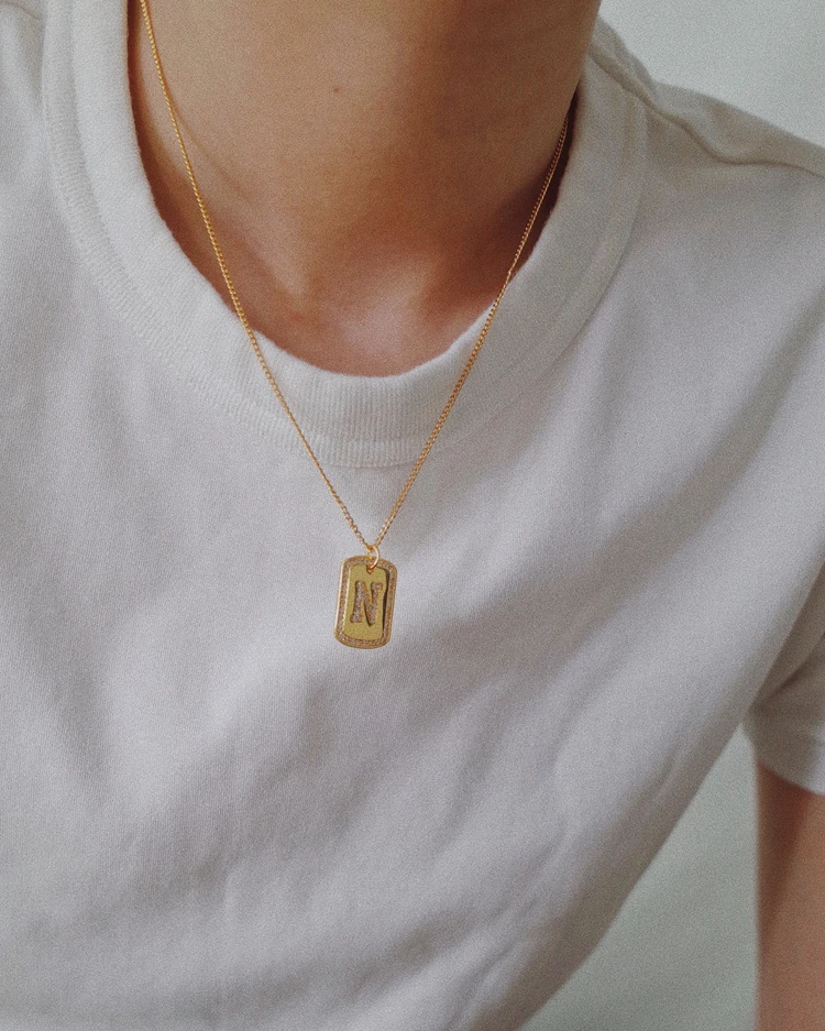 Модные золотые английские буквы квадратный брендовая кулон ожерелье для женщин
