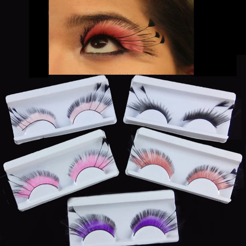 Накладные ресницы для Хэллоуина накладные вечеринки макияж цветные удлиняющие