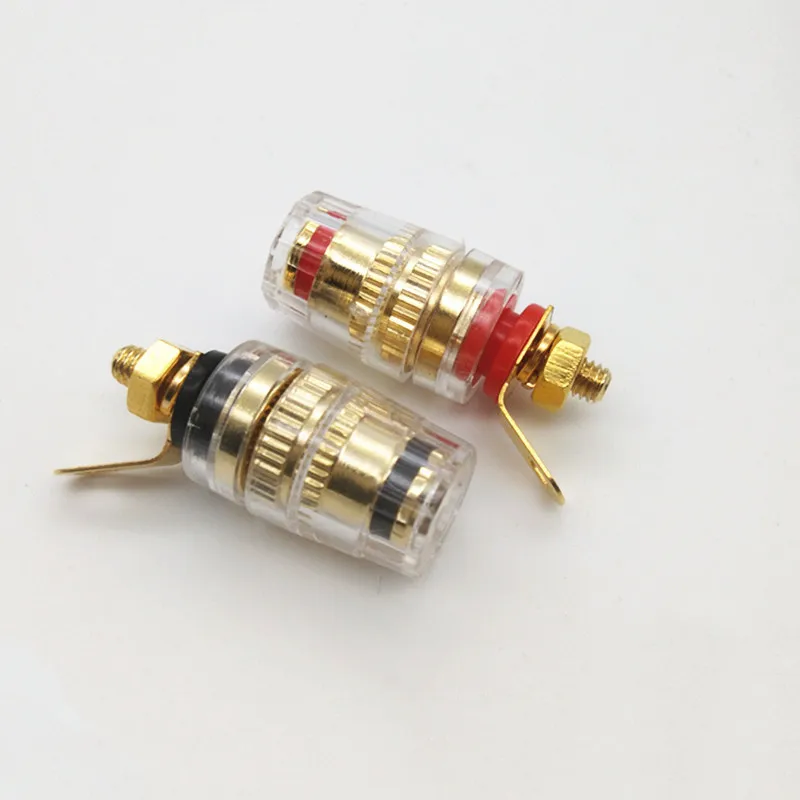 

2pcs Gold Plated Banana Connector 4mm Thread Medium Amplifier Speaker Spade Terminal Binding Post Banana Plug Socket Connector