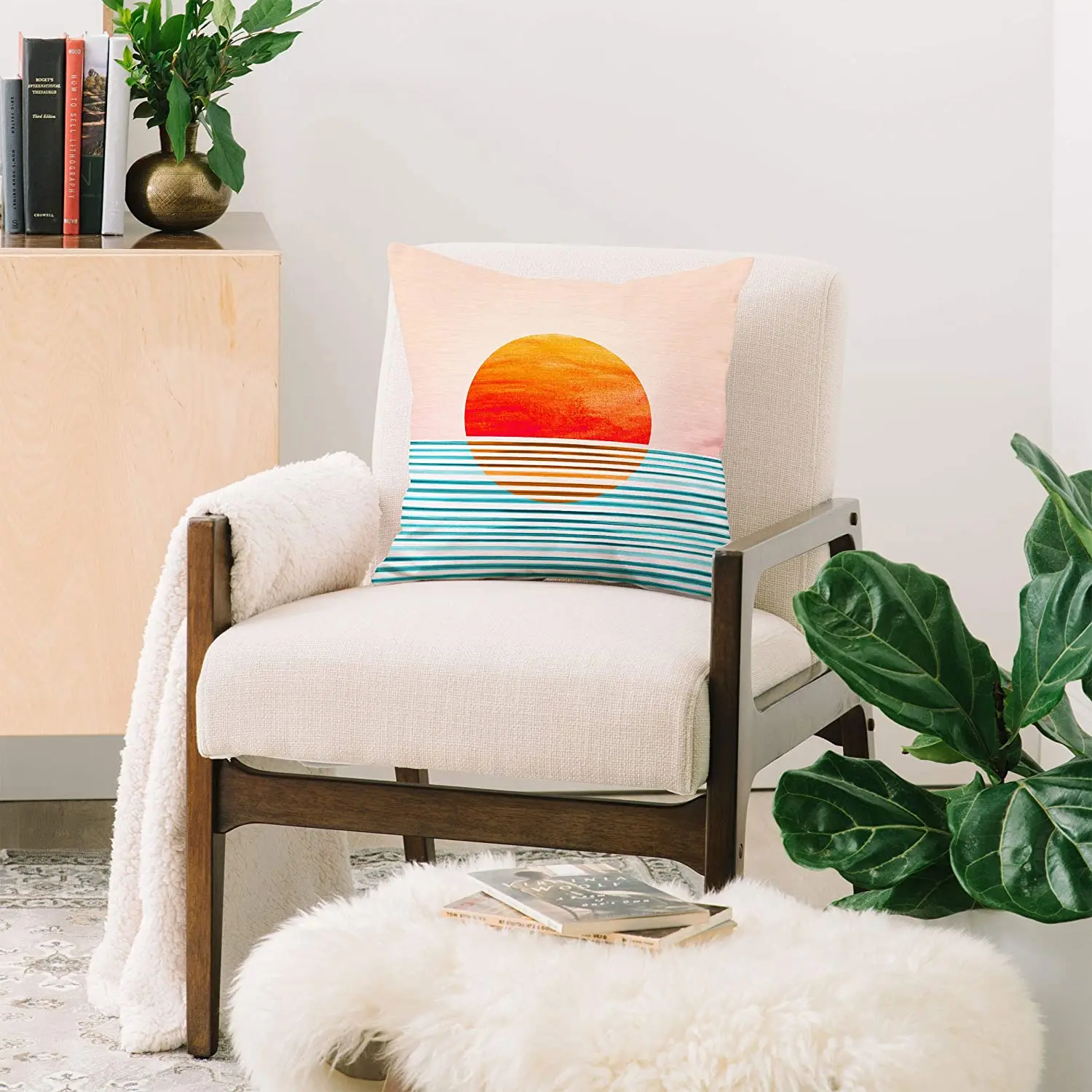 

Pink Sun Raise Throw Pillow Case Mid Century Geometric Cushion Covers for Home Sofa Chair Decorative Pillowcases
