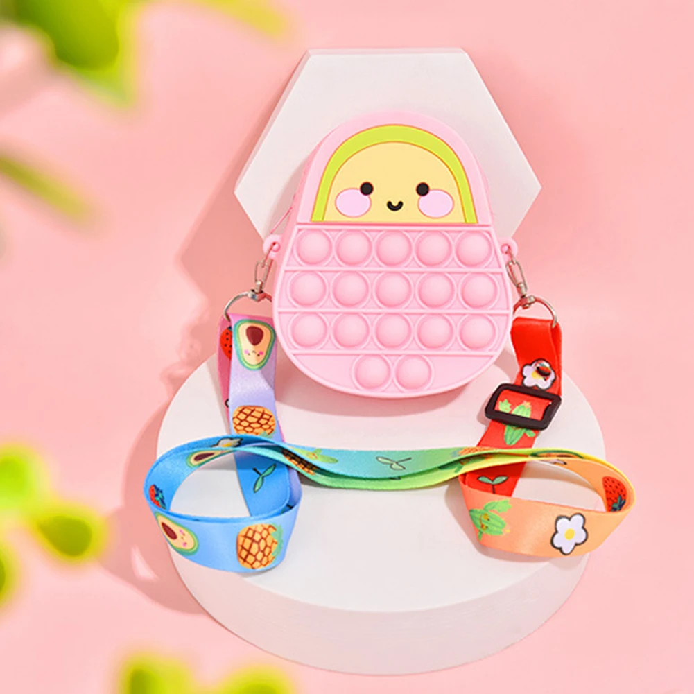 

Симпатичная пузырьковая сумка через плечо в форме авокадо и кактуса, силиконовый кошелек для монет для детей и взрослых, для облегчения стр...