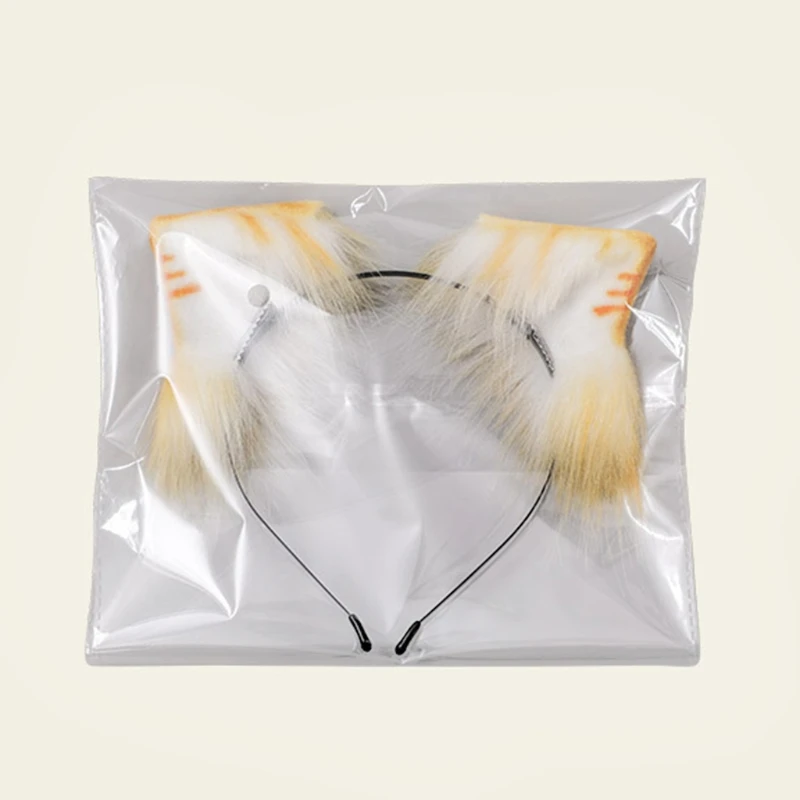 

Faux Fur Orange Kitten Ears Headband Animal Plush Hair Clips Cosplay Halloween Costume Headdress Accessories