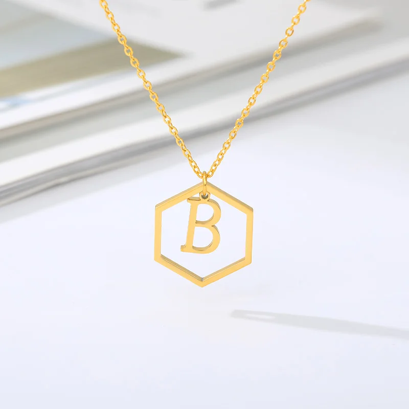 

A-Z 26 Initials Pendant Letter Necklace For Women Men Gold Golor Alphabet Charm Water-Wave Chain Chain Jewelry Accessories 2020