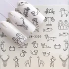 1 лист водяных ногтей мультипликационные наклейки животных лисы полый дизайн Слайдеры для ногтей наклейки DIY маникюрные наклейки для ногтей