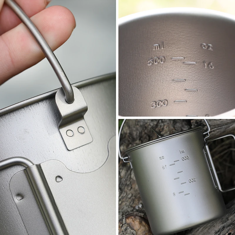 Портативная посуда из чистого титана для кемпинга пикника подвесная и вилка