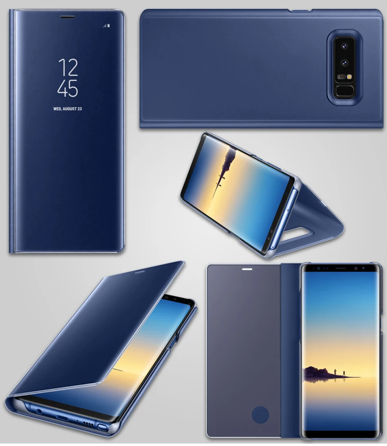 Lamorniea умный зеркальный чехол с чипом для samsung Galaxy Note 9 8 5 Флип кожаный чехол для samsung S8 S9 Plus S7 S6 Edge Plus