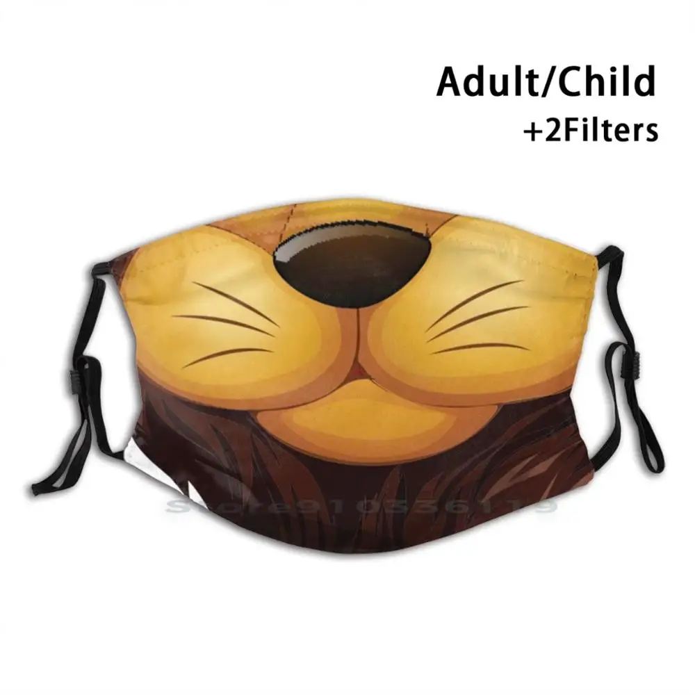 

Cartoon Lion Face Mouth Design Anti Dust Filter Washable Face Mask Kids Lion Cartoon Lion Cat Mouth Face