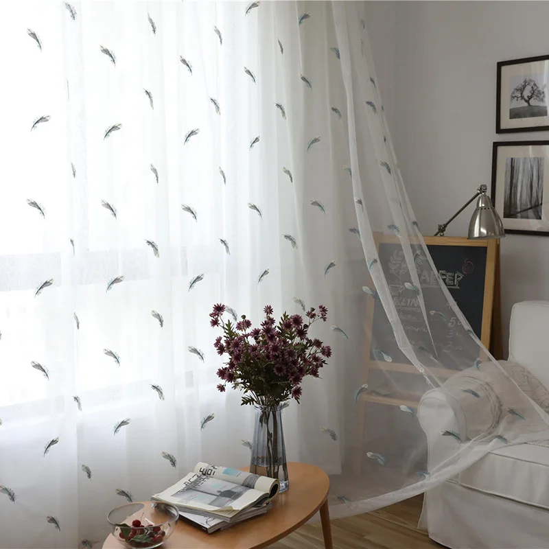 Тюль с цветочной вышивкой прозрачные шторы для гостиной вуаль оконные спальни