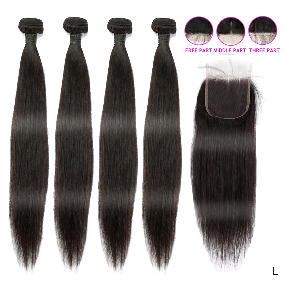 Прямые индийские искусственные волосы Remy с застежкой 3 пряди кружевные для