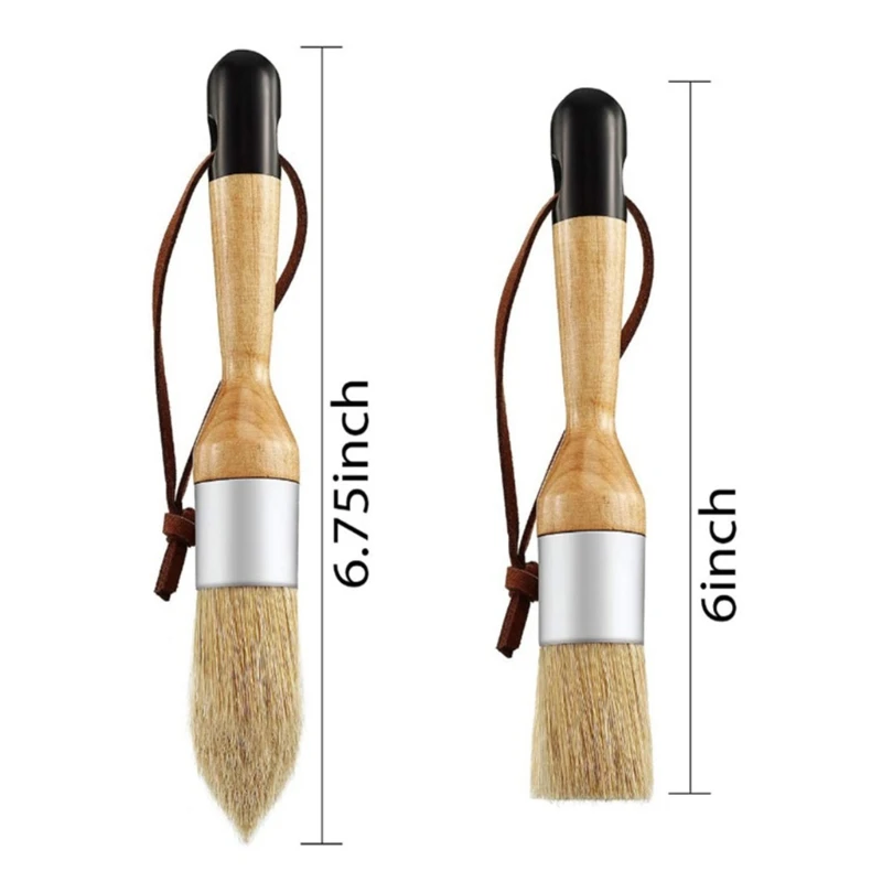 

4 Pcs/Set Flat and Round Chalk Wax Paint Brushes Bristle Stencil Brushes Tool U50A
