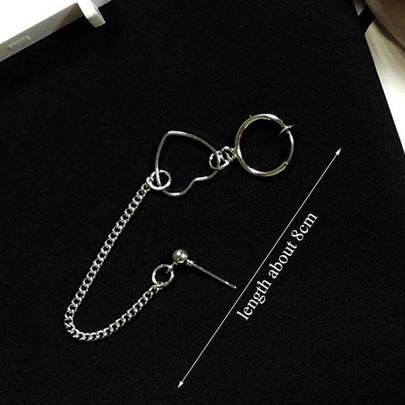 

Long Chain No Ear Hole Heart Earrings Ladies Fashion Simple Ear Stud Women Love Peach Heart Earrings One-piece Earrings