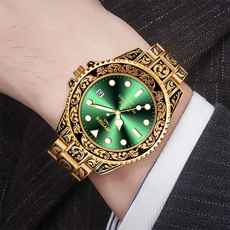 

Часы наручные мужские в стиле ретро, модные роскошные водонепроницаемые кварцевые брендовые подарки, Прямая поставка