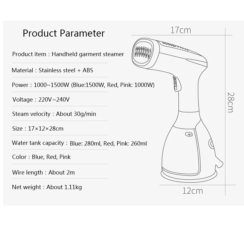 

Garment Steamer for Home Portable Handheld Steam Iron Clothes Travel Planchas Para Ropa 1500W 1000W Eu Plug Mini Machine CE