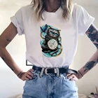 Летняя футболка с надписью Алиса в стране чудес, забавная футболка Харадзюку С Чеширским котом, модная женская футболка для отдыха, Прямая поставка