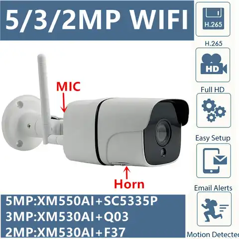 5 МП 3 Мп 2 МП Встроенный микрофон динамик Wi-Fi Беспроводной IP Металлическая Цилиндрическая камера видеонаблюдения 2592*1944 1080P IRC 8-128G SD-карта CMS ...