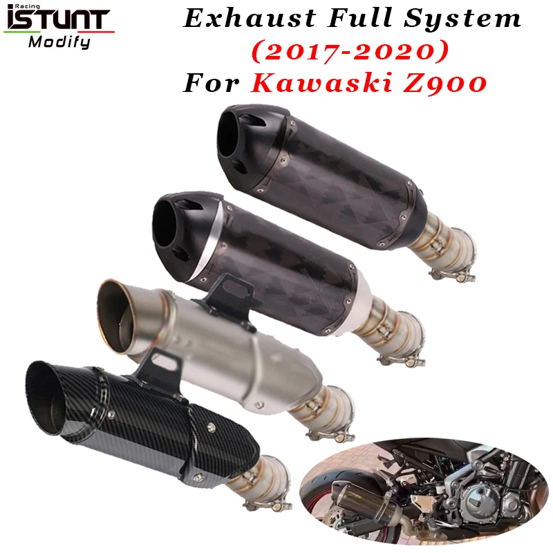 

Slip on For Kawasaki Z900 2017-2020Motorcycle Exhaust Full System Modified carbon fiber Muffler Pipe Middle Connection Link Pipe