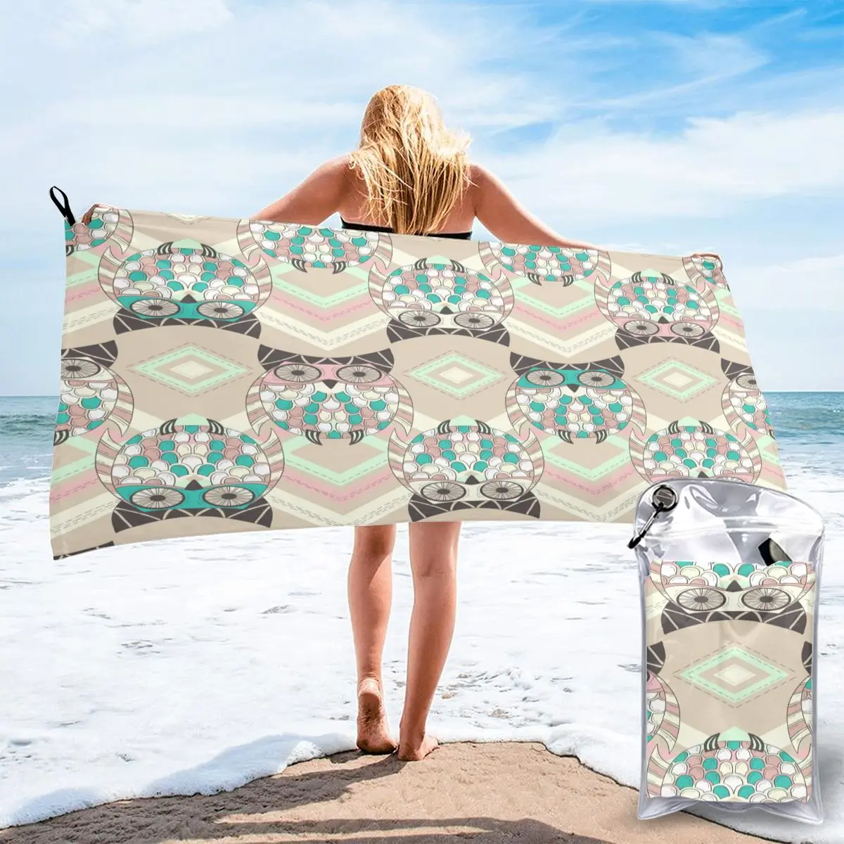 Банное полотенце с рисунком милой Совы родными элементами банное ночное платье