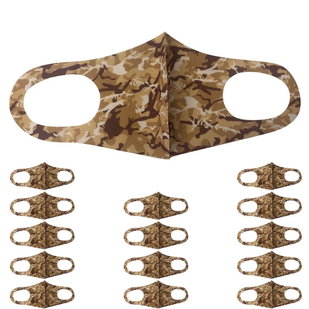 

15 PCs Adult Printed Ice Silk Cloth Protective Mask Washable Anti -Dust And Haze Breathable Reusable 3D Earloop Outdoor Cycling