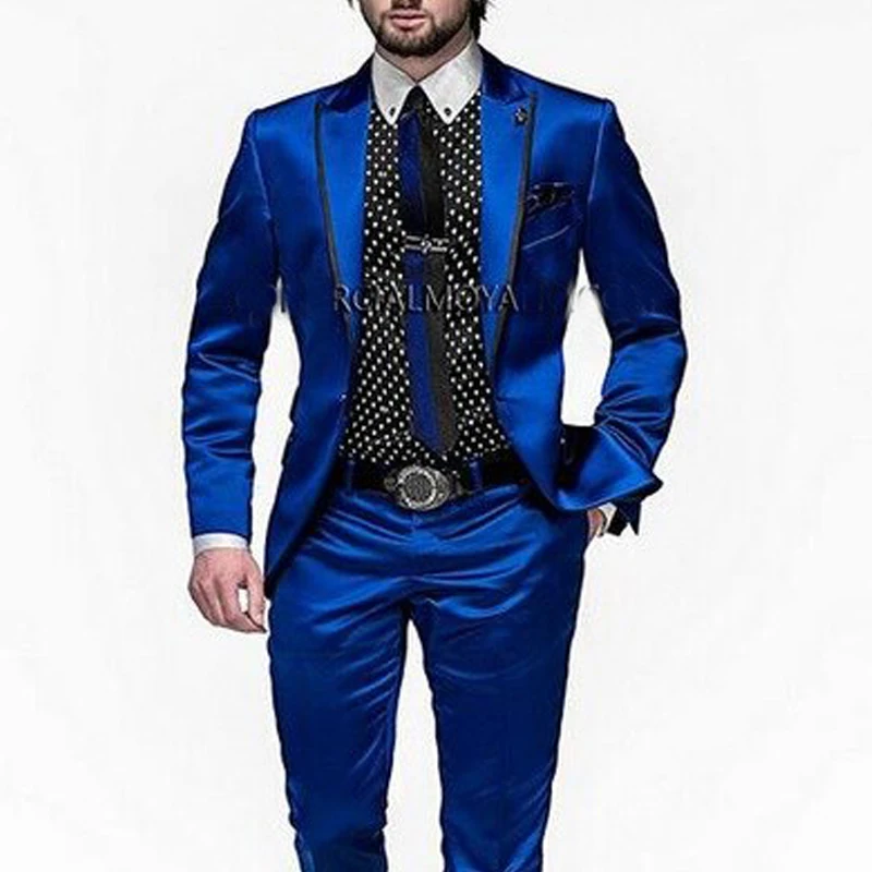 Свадебный смокинг для жениха облегающие мужские костюмы Королевский синий