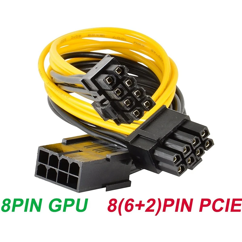 

5Pcs EPS CPU 8 Pin to Dual 8 (6+2) Pin PCIE Adapter Power Supply Cable Cord 18AWG 30cm