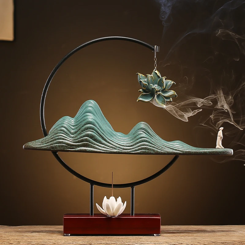 

Ceramic Waterfall Smoke Incense Burner Flower Decoration Incense Burner Fountain Zen Garden Wieczniki Christmas Gift ZP50XXL