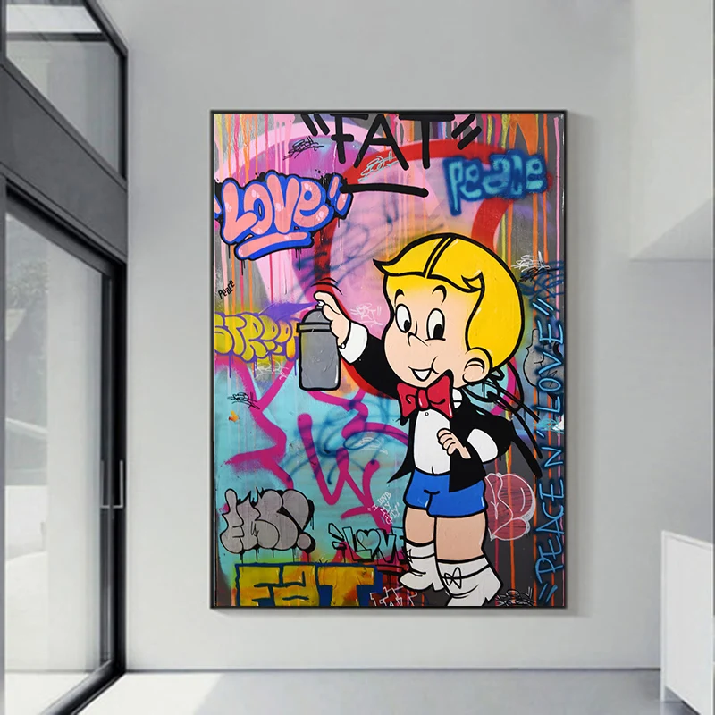 Алек Монополи Ричи Мани Граффити Арт Холст Картины На Стене Постеры И Печати Уличные Картинки Для Домашнего Декора.